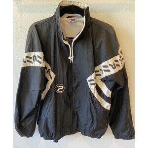 Vintage Soccer 90s Patrick Brand Black/White Nylon Jacket, Size Adult Large